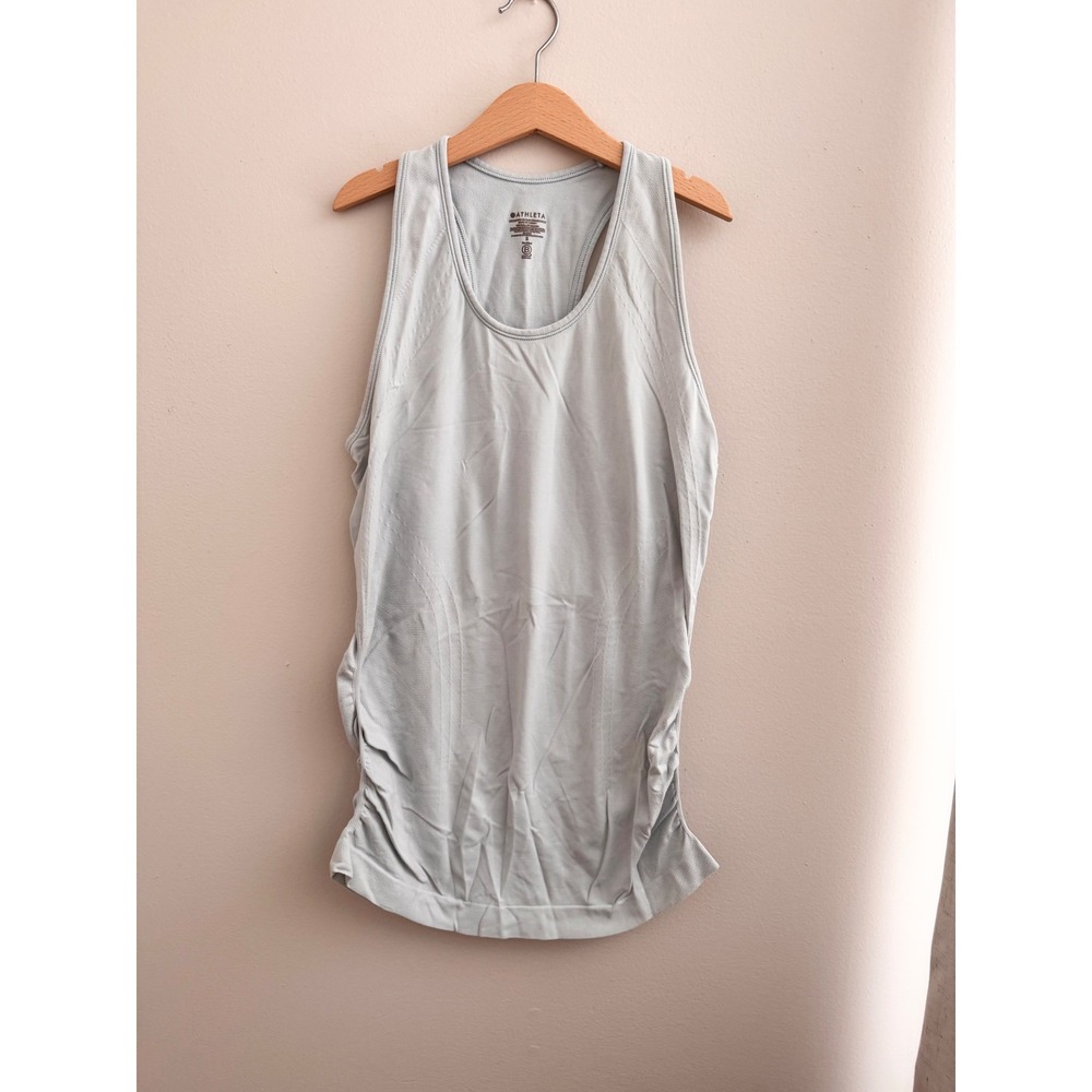 Athleta Momentum Tank Top Light Blue Racerback Seamless Ruched S